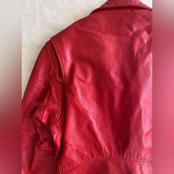 Branded Garments Inc Vintage Vibrant Red Leather Motorcycle Jacket USA Made 38 - Picture 11 of 14